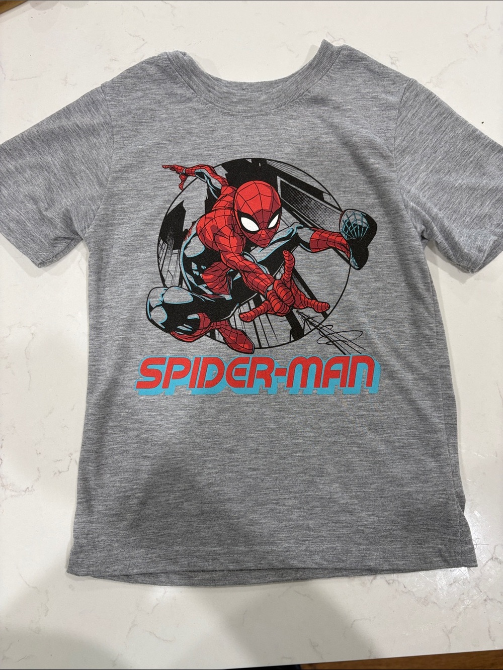 Spiderman Grey Tee with Red & Blue Graphic